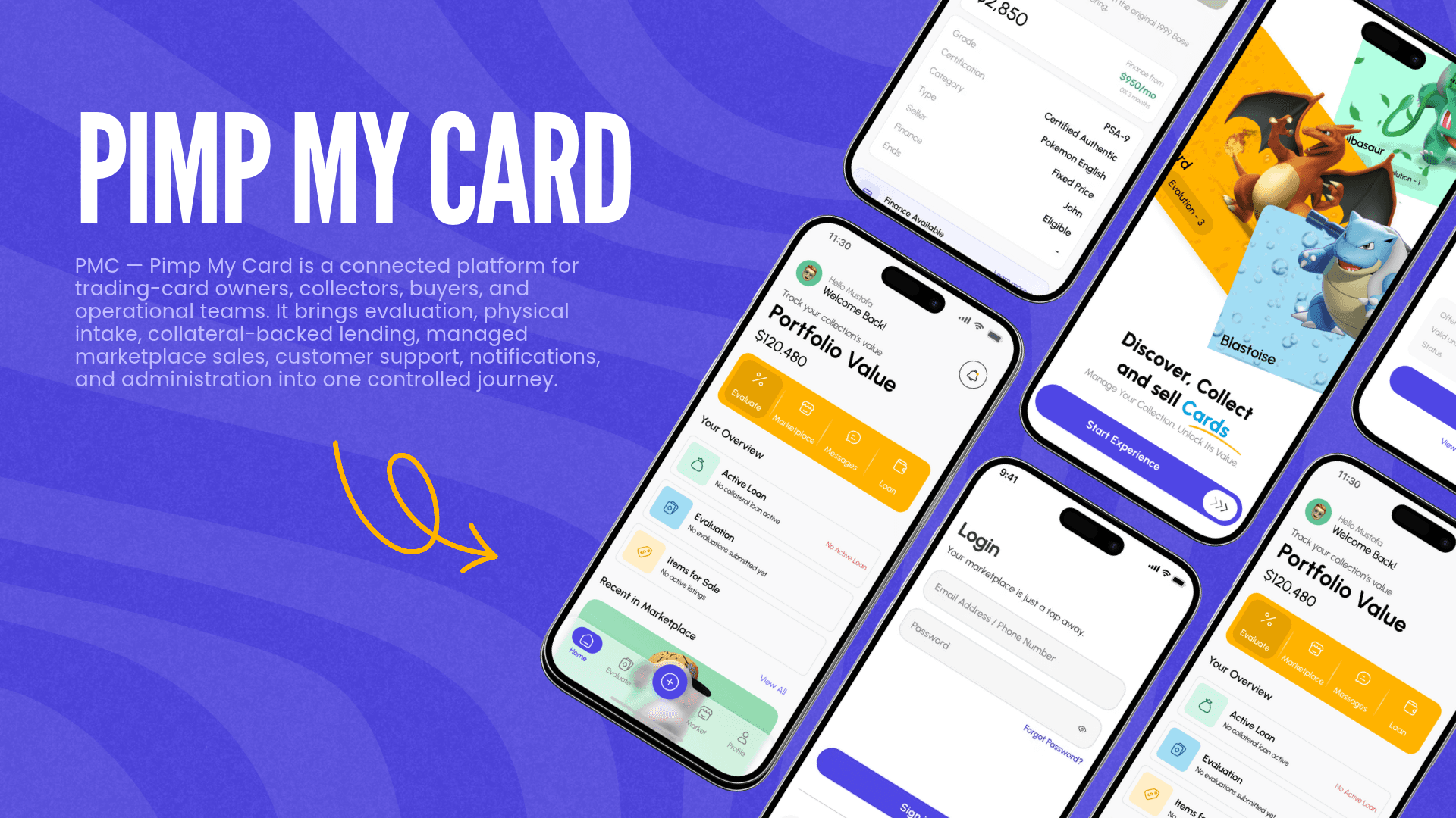 High-fidelity mobile wireframes for the product flow